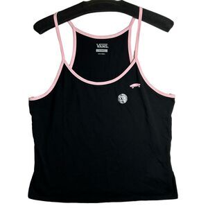 VANS Women's‎ XL Salton Tank Top Black Pink Racerback Thin Strap Shirt